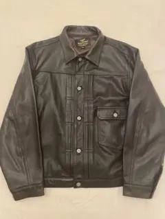 HOUSTON ブラックレザージャケット 42R 中古・古着通販】HOUSTON (ヒューストン) レザージャケット ブラック