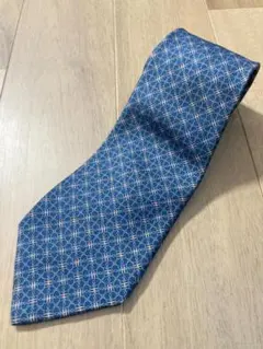 エルメス HERMES ネクタイ H柄 チェーン柄 シルク ブルー7097 OA