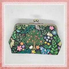 ユキエモン＊スイートファーム×花パズル＊ がま口ポーチ ハンドメイド