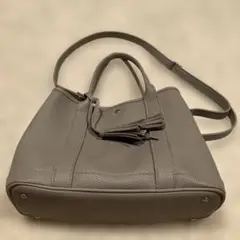 グレー フリンジ付き ショルダーバッグ