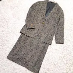 総柄 ペイズリー ラメ 金ボタン バブリースーツ 9号 レトロ