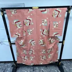 小紋 着物 ピンク系 古典柄 冊子文様 0423-3-I