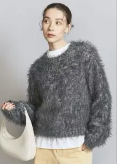 BEAUTY&YOUTH フェザーヤーン ニット プルオーバー