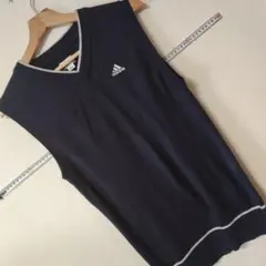 B麻袋）adidas golf アディダス ゴルフ　ニットベスト　ネイビー