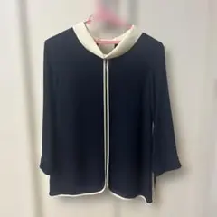 ZARA BASIC ネイビー 五分袖ブラウス