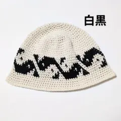 クラッシャーハット バケットハット グランジ 古着 クロシェハット 陰陽 勾玉