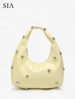 SIA スタッズ付き ハンドバッグ イエロー