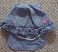 ミキハウスHot Biscuits ベビー帽子 46 水色 ドット