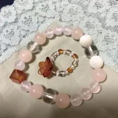 ★★ハンドメイドのブレスレットと指輪のセット（ガーネット）②