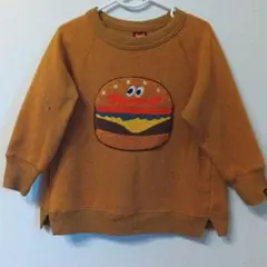 ハンバーガー　さがら刺繍　トレーナー　裏起毛　アップリケ　スウェット