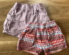 MARKEY'S 赤のチェック・パープルショートパンツ 100cm 2点セット