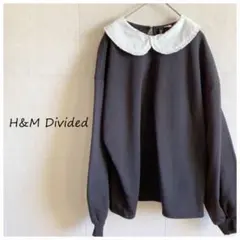 H&M Divided 黒スウェット　白襟　内側起毛