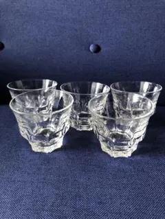 昭和レトロ 喫茶店 カットガラス風グラス 5個セット　アンティーク