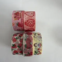 【レア】【廃盤】マスキングテープ　マークス　キッチンデコ　さくらんぼ　いちご ☆さくらんぼ・いちご☆ フルーツ柄 マスキングテープ 4点セット