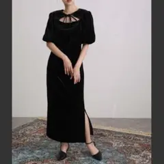 美品　pourvous atlo ベロアワンピース ブラック　アトロ