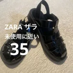 【美品】ZARAザラ グルカサンダル35ブラック エナメルケージサンダル22.5