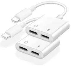 2in1 USB Type-C イヤホンジャック 充電 同時 変換アダプタ