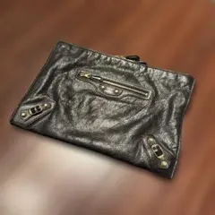 極美品 BALENCIAGA ブラックレザー クラッチバッグ