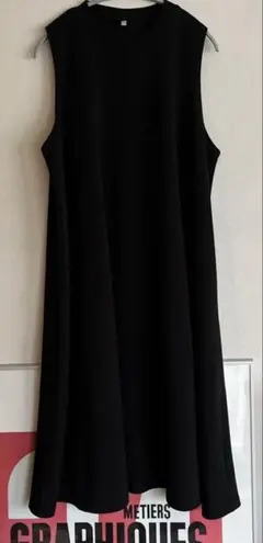 U by SPICK&SPAN ワッフル ノースリーブ ロングワンピース 黒ML 