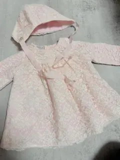 paz ピンク レース 帽子付き ベビードレス＋ブルートップス＆ブルマ