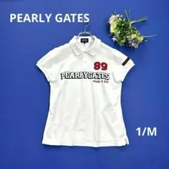 パーリーゲイツ　サイズ1　M程度　半袖　ポロシャツ　ホワイト　バックロゴ89