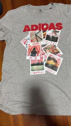 ADIDAS グレー Tシャツ プリントデザイン