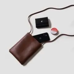 ミニショルダー ポシェット ショルダーバッグ スマホポーチ ブラウン 新品