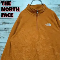 【希少★US★刺繍ロゴ】ザノースフェイス　フリース　プルオーバー　オレンジ