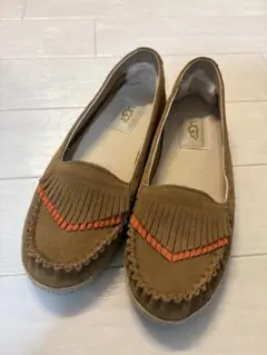 UGG フラットシューズ モカシン フリンジ スエード 22.5cm