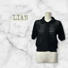 【新品タグ付】LIAN リアン メッシュサマーポロニット ブラック Fのサムネイル