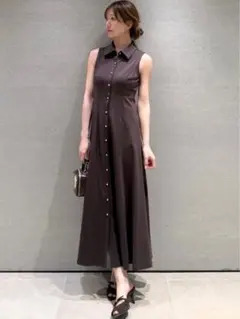 SNIDEL フロントボタンカットソーワンピース　ブラウン