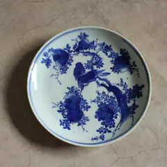 伊万里焼　古いお皿　中皿　直径　28.8㎝　鳥　花のサムネイル