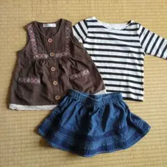 80センチ女の子3点セット　ロンTデニムスカート　ベスト　gapなど　まとめ売り