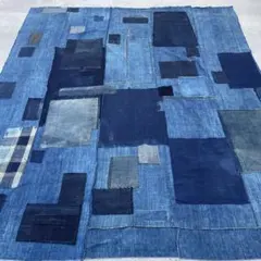 綺麗な浅葱色の手織り厚手藍染木綿五幅　910g 布団皮擦れ味糸味抜群 襤褸刺し子