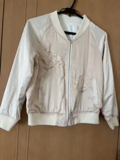 ヘザー　リバーシブルスカジャン　白、ベージュ