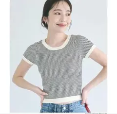 coca ボーダーコンパクトニット　半袖