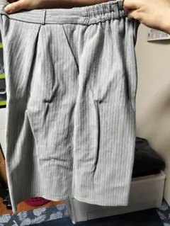 GU グレー ストライプ イージーパンツ L