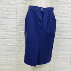 miss ashida ウール 千鳥格子 タイトスカート 青 黒 9号 Mのサムネイル