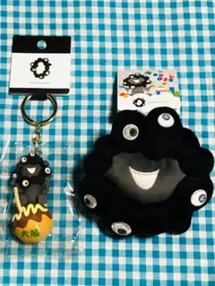 ミャクミャク黒セット♡たこ焼きキーホルダー♡顔ぬいぐるみボールチェーン＆カラビナ