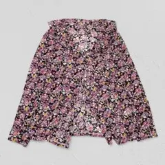 Le’Fumoir♡花柄エリ付きワンボタンカーディガン　シアー　パープル　LL