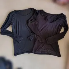 ヒートテック 長袖Tシャツ2枚セット（黒）