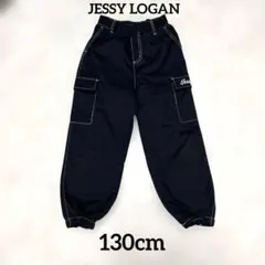 《JESSYLOGAN 》カーゴパンツキッズ ブラック裾ゴムサイドポケット130