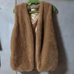 ブラウン フリース ノースリーブベスト