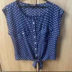 フォーエバー21 水玉 トップス　Sサイズ　ネイビー