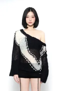 【最安値】 theredthread big symbol knit blackのサムネイル