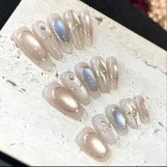 【残りわずか】ゴールド×ストーン 大人上品 デザインネイルチップフルセット