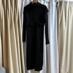 mystic ブラック　ニットワンピース　ベスト付き