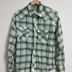 TAKEO KIKUCHI 長袖シャツ 緑と白のチェック