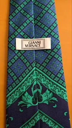 GIANNI VERSACE ネクタイ 青緑幾何学模様