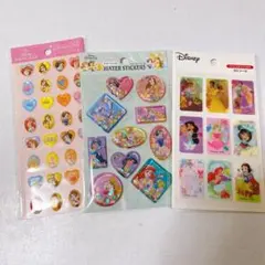 ディズニープリンセス ストーンシール2枚&3Dシール ウォーターシール